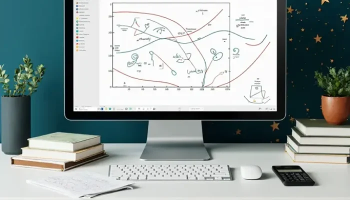 Pizarra digital con gráficos y ecuaciones
